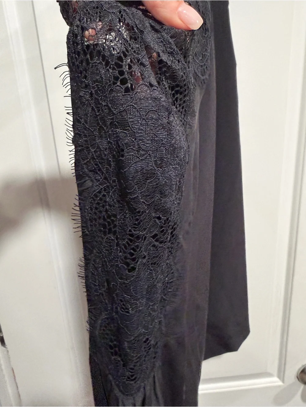 Tory Burch Silk Black Lace Yoke Balloon-Sleeve Blouse Size 4